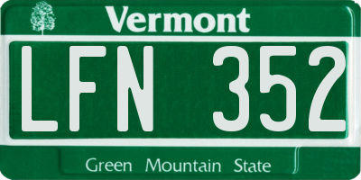 VT license plate LFN352