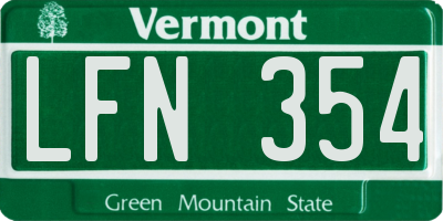 VT license plate LFN354