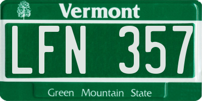 VT license plate LFN357