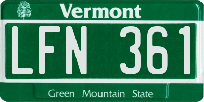 VT license plate LFN361