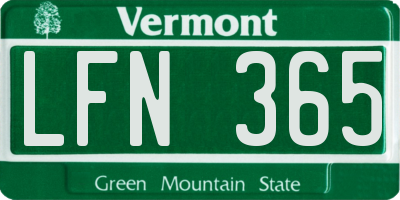 VT license plate LFN365