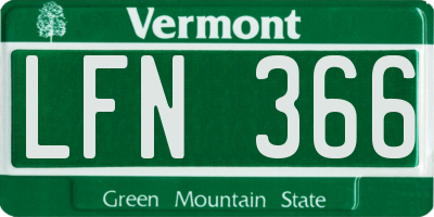 VT license plate LFN366