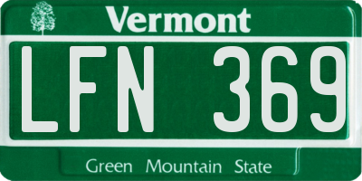 VT license plate LFN369