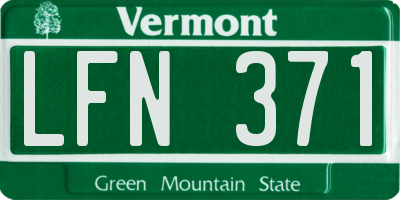 VT license plate LFN371