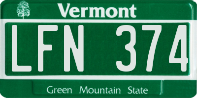 VT license plate LFN374