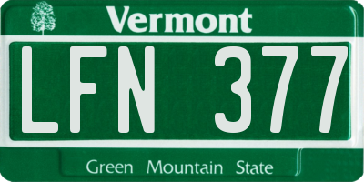 VT license plate LFN377