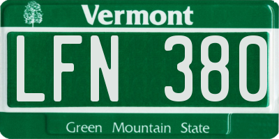 VT license plate LFN380