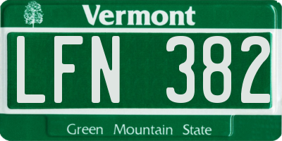 VT license plate LFN382