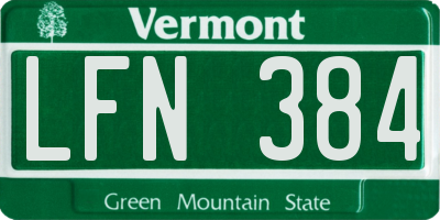 VT license plate LFN384