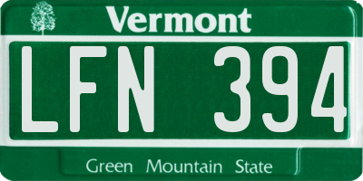 VT license plate LFN394