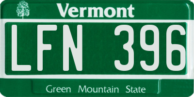 VT license plate LFN396