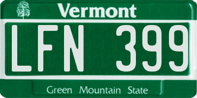 VT license plate LFN399