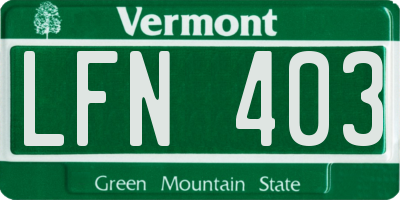 VT license plate LFN403