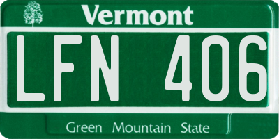 VT license plate LFN406