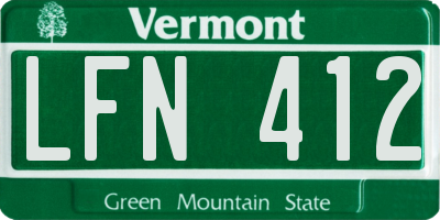 VT license plate LFN412