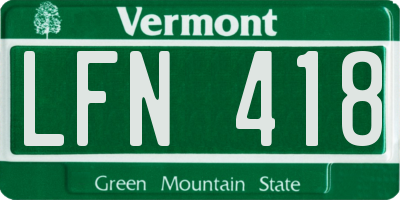 VT license plate LFN418