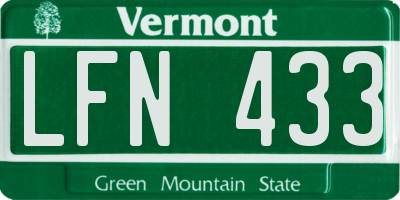 VT license plate LFN433