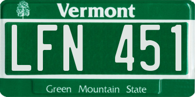 VT license plate LFN451
