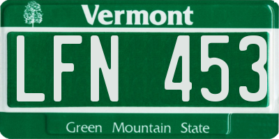 VT license plate LFN453