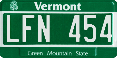 VT license plate LFN454
