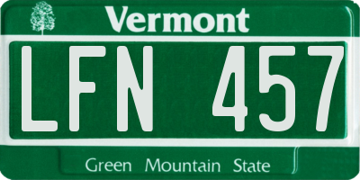 VT license plate LFN457