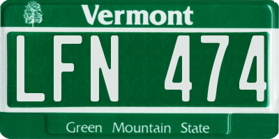VT license plate LFN474