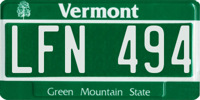 VT license plate LFN494
