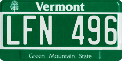 VT license plate LFN496