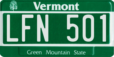 VT license plate LFN501