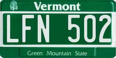 VT license plate LFN502