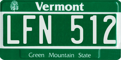VT license plate LFN512