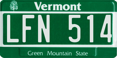 VT license plate LFN514