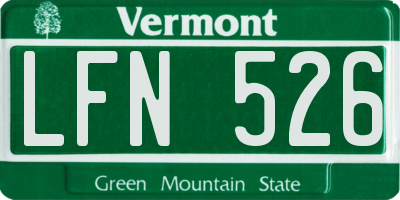 VT license plate LFN526