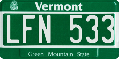 VT license plate LFN533