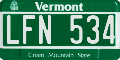 VT license plate LFN534