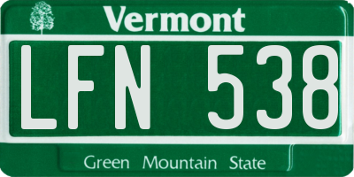 VT license plate LFN538