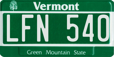 VT license plate LFN540