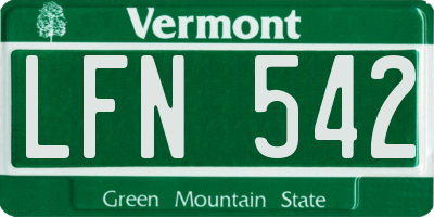 VT license plate LFN542