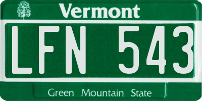 VT license plate LFN543