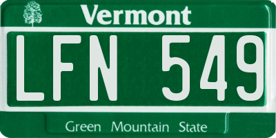 VT license plate LFN549