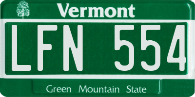 VT license plate LFN554