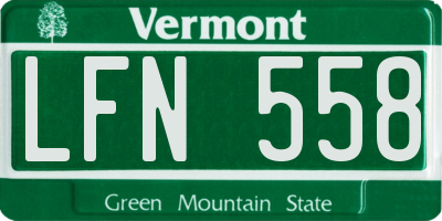 VT license plate LFN558
