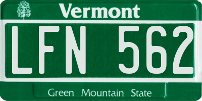 VT license plate LFN562
