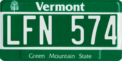 VT license plate LFN574