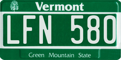VT license plate LFN580