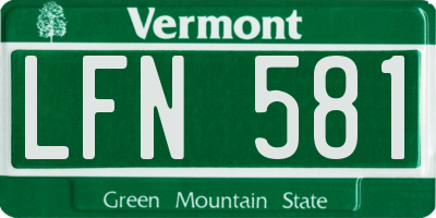 VT license plate LFN581