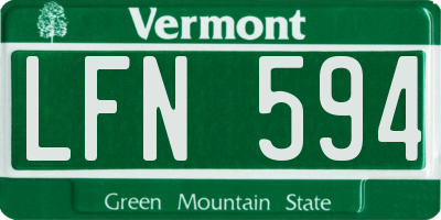 VT license plate LFN594