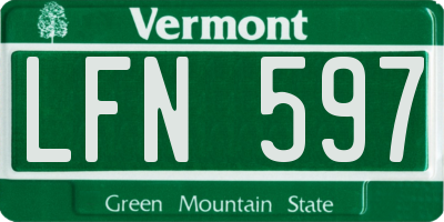 VT license plate LFN597