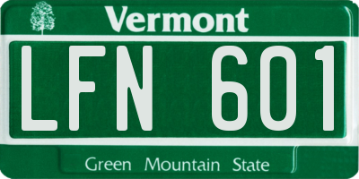 VT license plate LFN601