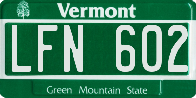 VT license plate LFN602